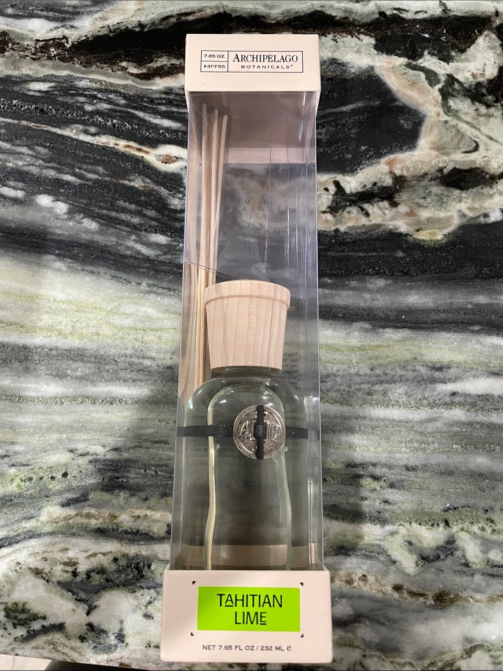 Archipelago Tahitian Lime Reed Diffuser in Clear Glass with Wood Cap